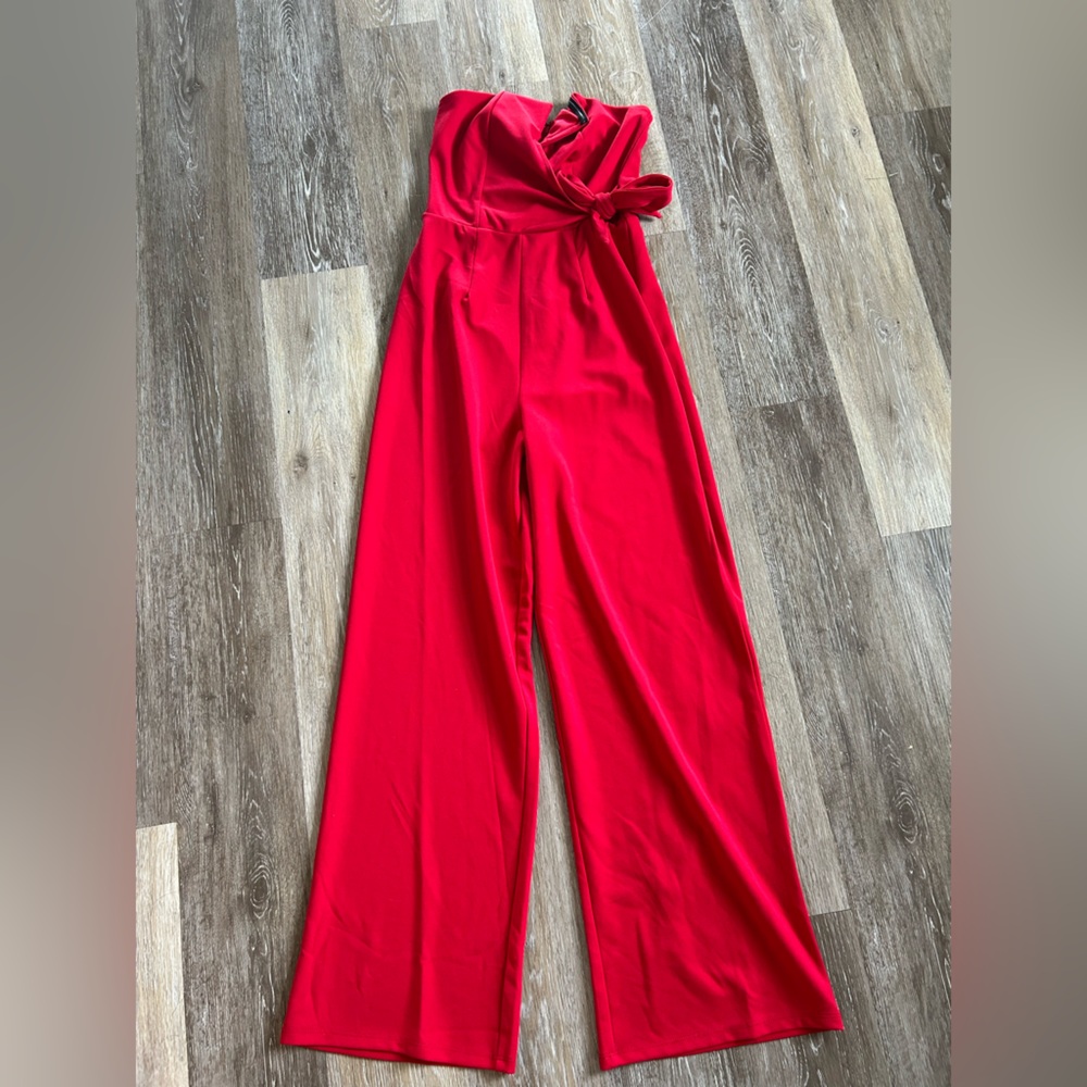 Bold Red Strapless Jumpsuit